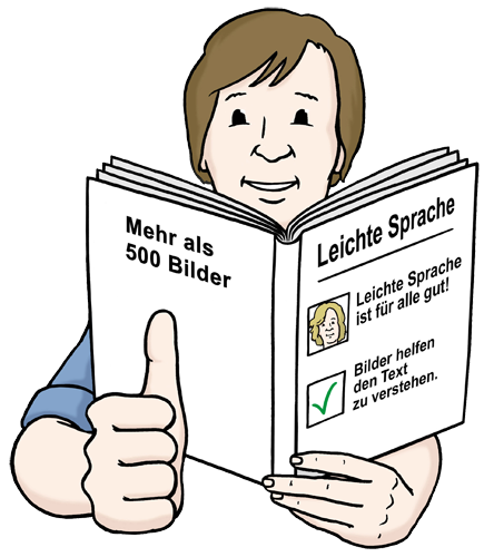 Erklärung in leichter Sprache Person mit Daumen hoch